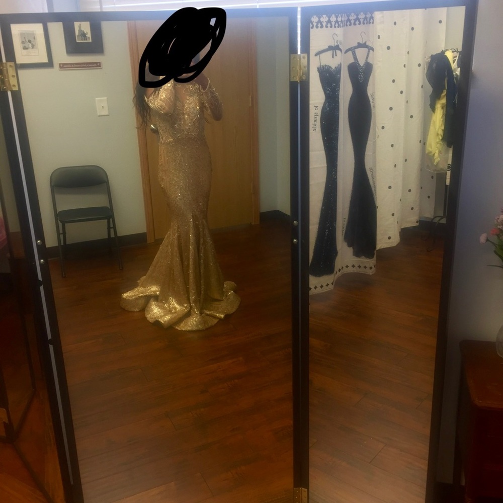 GOLD JOHNATHAN KAYNE PROM DRESS